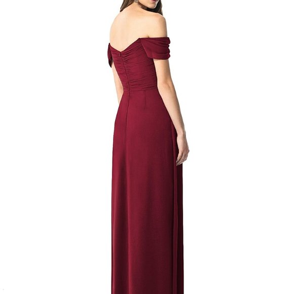 Dessy 2844...Full Length, Off the shoulders Dress.....Burgundy....Size 6....NWT - Picture 2 of 6